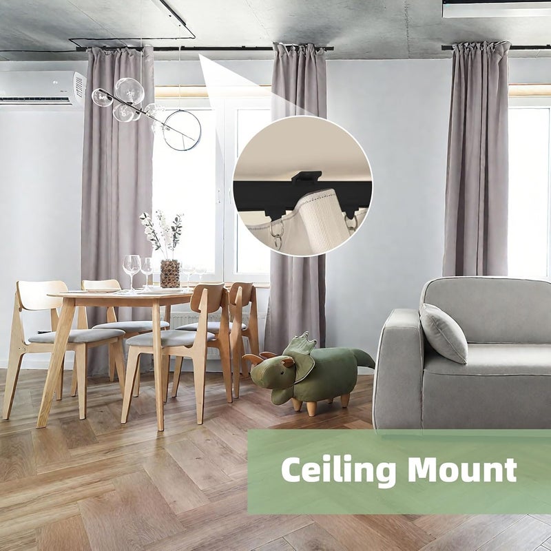 MLOQI Curtain Tracks Ceiling with Soundproof Strips, Curtains Tracks Rails System, Black Ceiling Track for Curtains 9-12 Feet - Image 5
